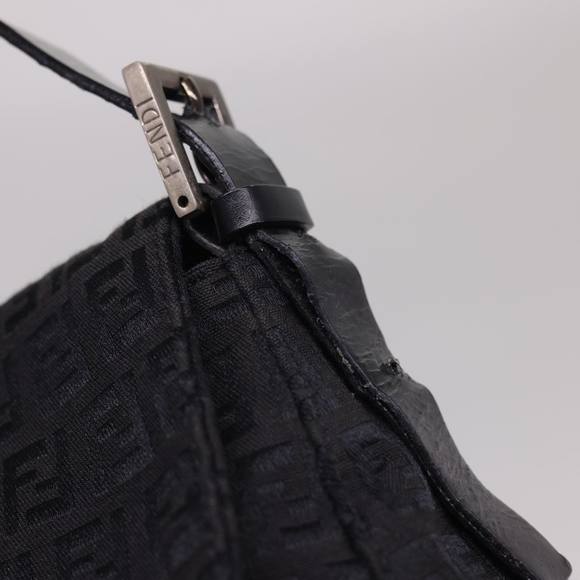 FENDI Zucchino Canvas Mamma Baguette Shoulder Bag Black Auth fm2228 - Picture 8 of 16